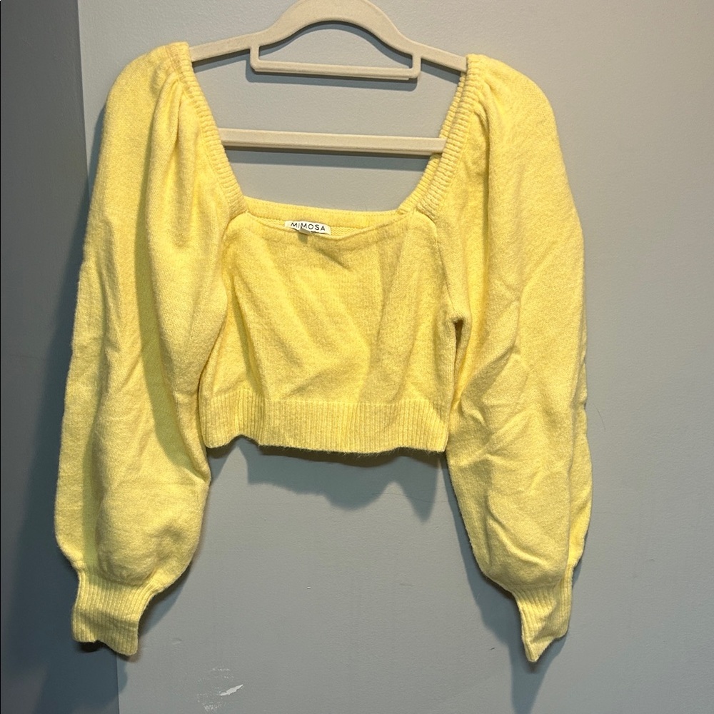 Trendy Yellow Puff Sleeve Crop Top